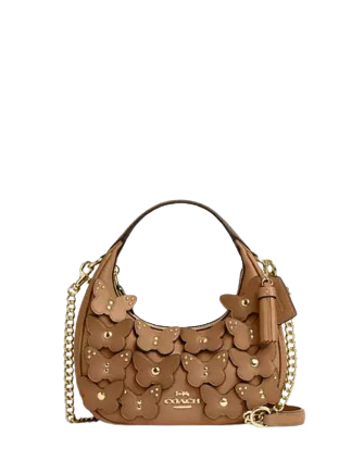 Coach Carmen Mini Crossbody Bag With Butterfly Applique Honey Brown