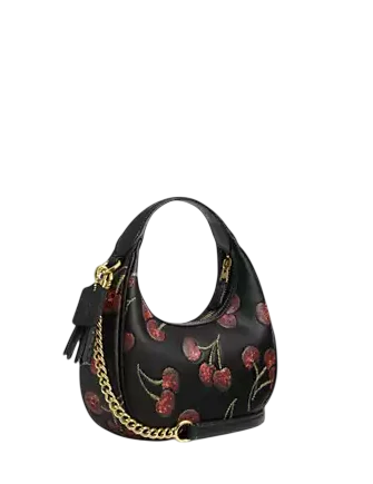 Coach Carmen Mini Crossbody Bag With Cherry Print Black