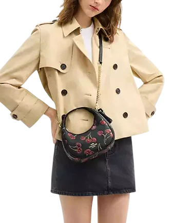 Coach Carmen Mini Crossbody Bag With Cherry Print Black