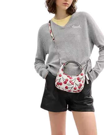 Coach Carmen Mini Crossbody Bag With Cherry Print Chalk