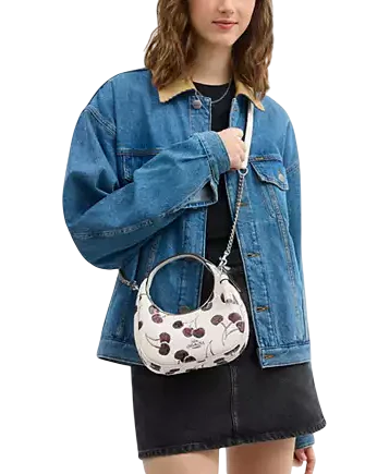 Coach Carmen Mini Crossbody Bag With Cherry Print Chalk