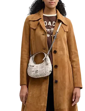 Coach Carmen Mini Crossbody Bag With Newspaper Print Chalk