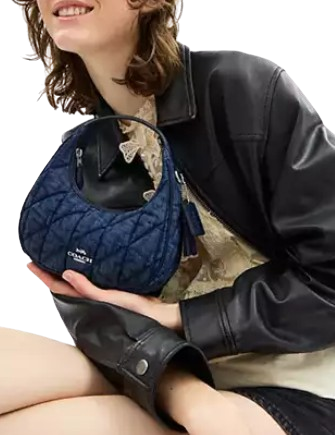 Coach Carmen Mini Crossbody Bag With Quilting Denim