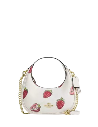 Coach Carmen Mini Crossbody Bag With Strawberry Print Chalk