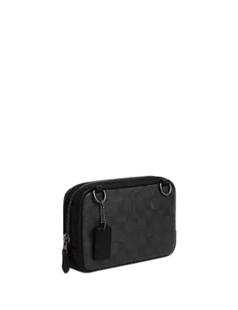 Coach Carrier Phone Crossbody In Signature Canvas Charcoal Black