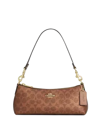 Coach Charlotte Shoulder Bag In Signature Canvas Brown Copper
