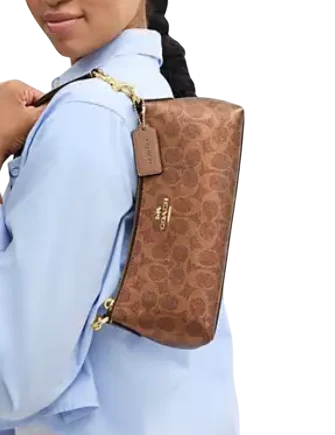 Coach Charlotte Shoulder Bag In Signature Canvas Brown Copper