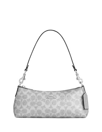 Coach Charlotte Shoulder Bag In Signature Canvas Gray Silver