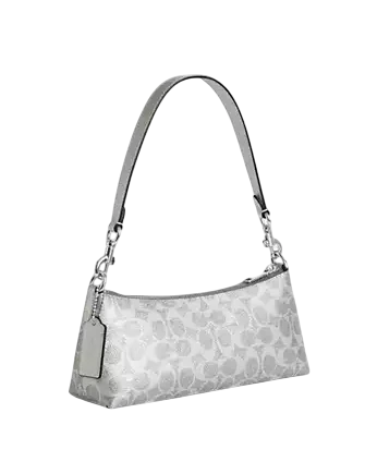 Coach Charlotte Shoulder Bag In Signature Canvas Gray Silver