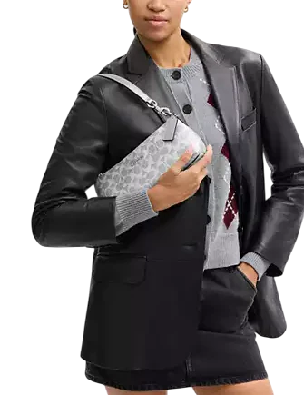 Coach Charlotte Shoulder Bag In Signature Canvas Gray Silver