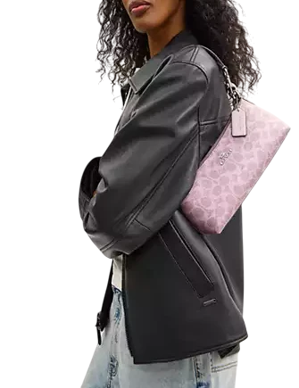 Coach Charlotte Shoulder Bag In Signature Canvas Pink Rose