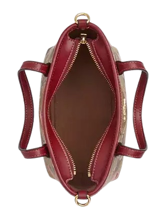 Coach City Mini Tote Bag In Signature Canvas With Cherry Print Tan