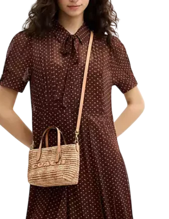 Coach City Mini Tote Bag With Gingham Print Tan