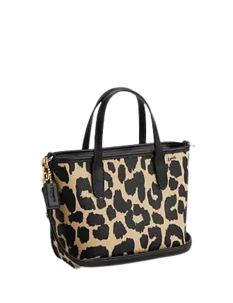 Coach City Mini Tote Bag with Leopard Print