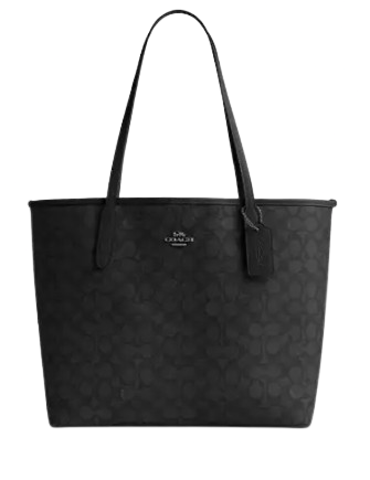 Coach City Tote Bag In Signature Canvas Charcoal Black