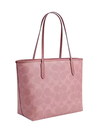 Coach City Tote Bag In Signature Canvas Dusty Pink