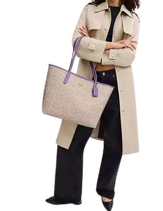 Coach City Tote Bag In Signature Canvas Sand Iris