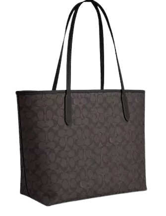 Coach City Tote Bag In Signature Canvas Walnut Black