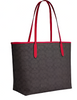 Coach City Tote Bag In Signature Canvas Walnut Bold Red