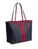 Coach City Tote Bag In Signature Canvas With Coach Graphic Denim Bold Red