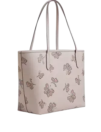 Coach City Tote Bag With Butterfly Print Seashell