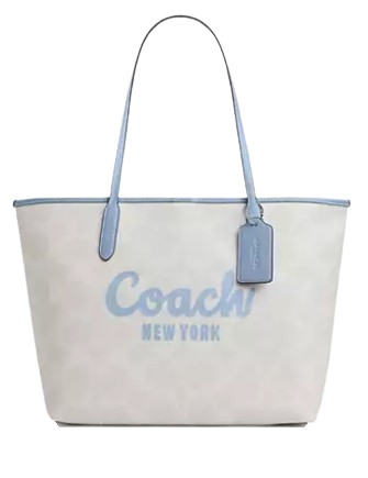 Coach City Tote Bag With Coach Graphic Chalk Bluebell