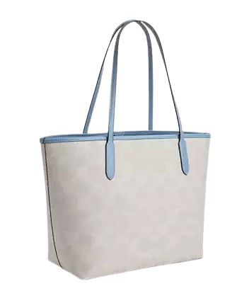 Coach City Tote Bag With Coach Graphic Chalk Bluebell