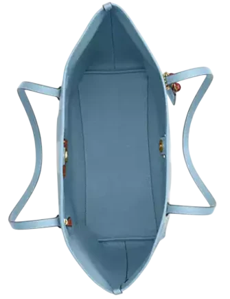 Coach City Tote Bag With Gingham Print And Charm Blue