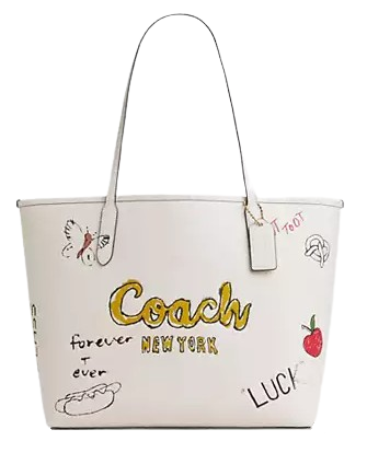 Coach City Tote Bag With Sketch Print Chalk