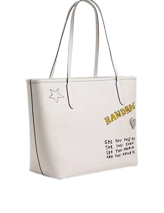 Coach City Tote Bag With Sketch Print Chalk