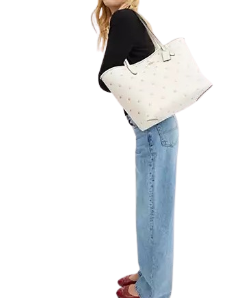 Coach City Tote Bag With Star Print Chalk
