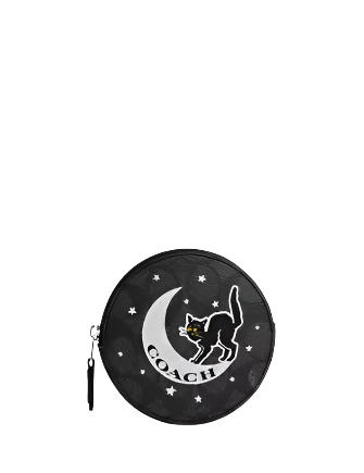 Coach Coin Case In Signature Canvas With Halloween Graphic