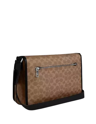 Coach Colby Messenger Bag 32 In Signature Canvas Tan Black