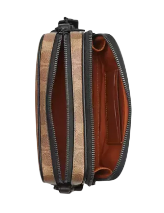 Coach Colton Crossbody Bag 19 In Signature Canvas Tan Black 