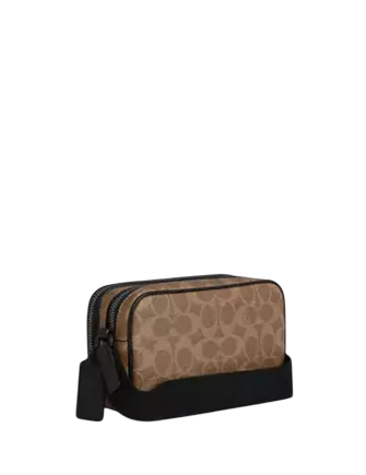 Coach Colton Crossbody Bag 19 In Signature Canvas Tan Black 