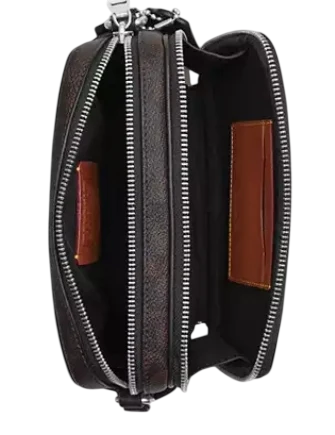 Coach Colton Crossbody Bag 19 In Signature Canvas With Patches Walnut Black