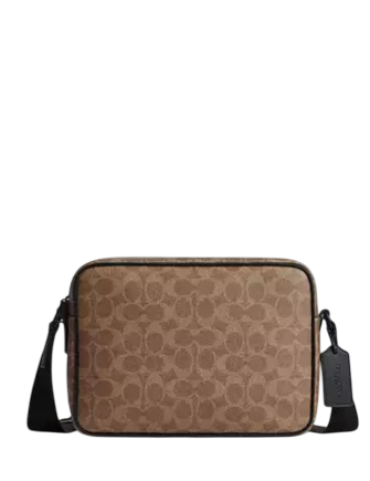 Coach Colton Crossbody Bag 25 In Signature Canvas Tan Black