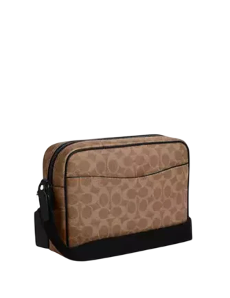 Coach Colton Crossbody Bag 25 In Signature Canvas Tan Black