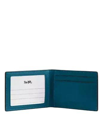 Coach Compact Billfold Wallet In Signature Canvas Aquamarine Teal