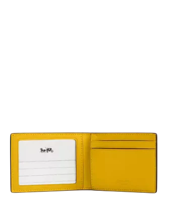 Coach Compact Billfold Wallet In Signature Canvas Canary
