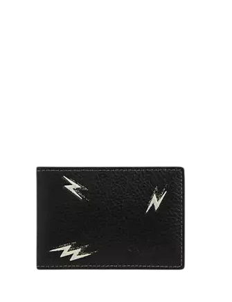 Coach Compact Billfold With Lightning Bolt Print Black