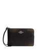 Coach Corner Zip Wristlet In Loved Leather Black Brown