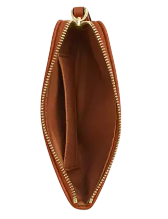 Coach Corner Zip Wristlet In Regenerative Cotton With Plaid Print Burnished Amber