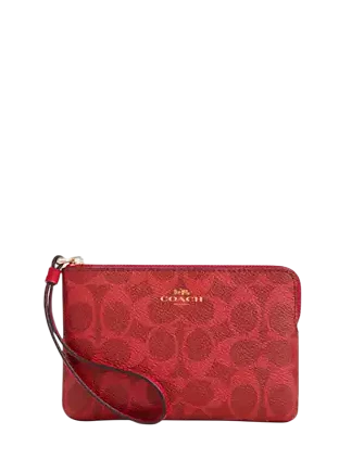 Coach Corner Zip Wristlet In Signature Canvas
