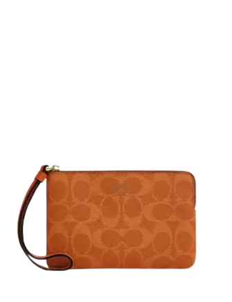 Coach Corner Zip Wristlet In Signature Canvas Bright Canyon