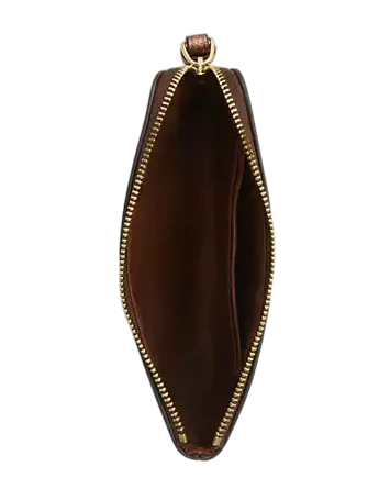 Coach Corner Zip Wristlet In Signature Canvas Brown Copper