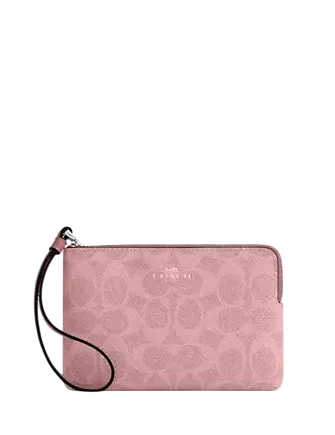 Coach Corner Zip Wristlet In Signature Canvas