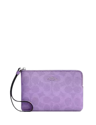 Coach Corner Zip Wristlet In Signature Canvas