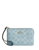 Coach Corner Zip Wristlet In Signature Canvas Light Blue