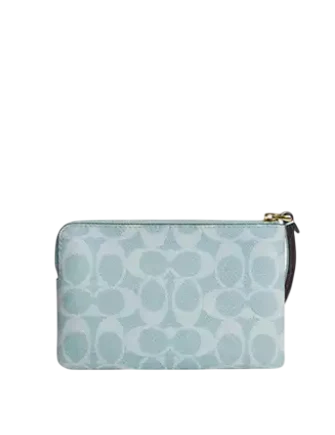 Coach Corner Zip Wristlet In Signature Canvas Light Blue